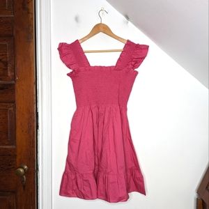 HILL HOUSE The Elizabeth Nap Dress in Lipstick Pink Cotton NEW Size M